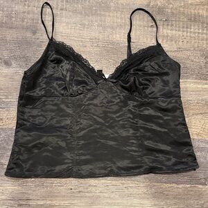 Divided Elegant Black Lace Trim Camisole